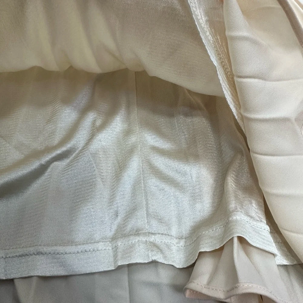 Grace Karin Cream Pleated Pull On Lined Skirt XL NWT NEW
